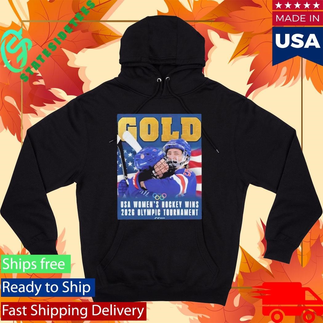 Gold USA Women’s Hockey Wins 2026 Olympic Tournament Shirt Unisex , , , Long Sleeve Tee