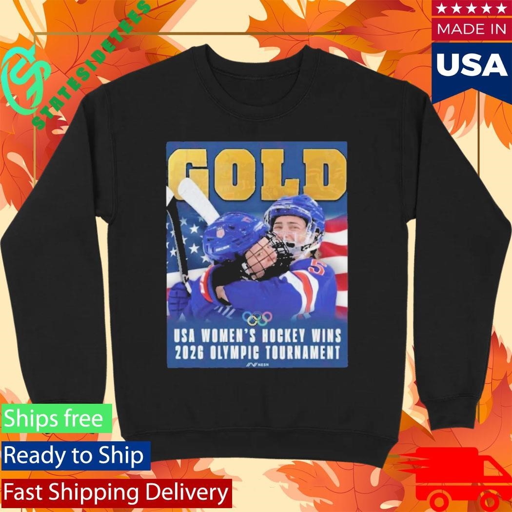 Gold USA Women’s Hockey Wins 2026 Olympic Tournament Shirt Unisex , , , Long Sleeve Tee