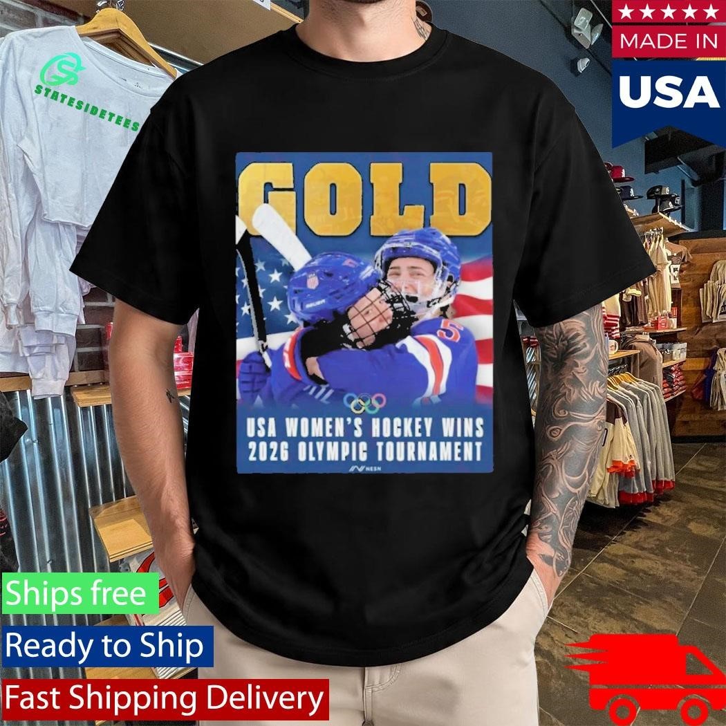 Gold USA Women’s Hockey Wins 2026 Olympic Tournament Shirt Unisex , , , Long Sleeve Tee