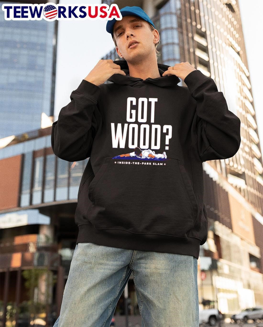 Got Wood Inside the Park Slam Baseball Player Sliding shirt