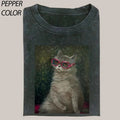 Gray Cat Wearng Red Shades Love Cats Vintage Cat Lover Cat Meme Meme Shirts Him Her Menswear Top Man T-Shirts