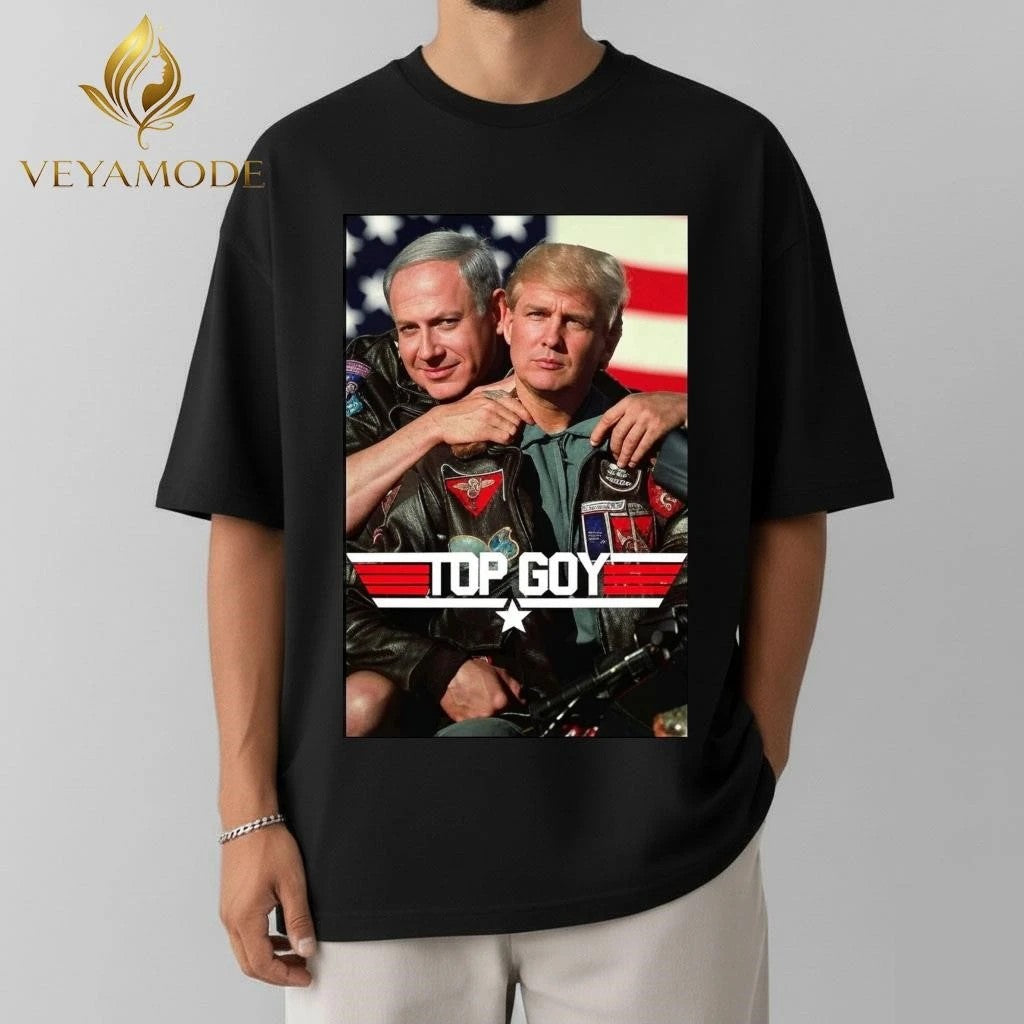 Gun x Trump vs Netanyahu Top Goy tee Unisex , , , Long Sleeve Tee