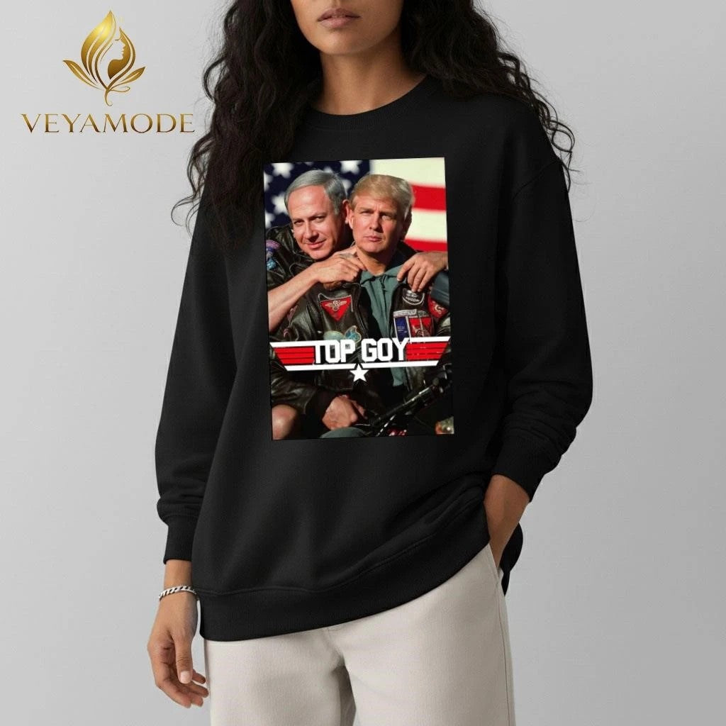 Gun x Trump vs Netanyahu Top Goy tee Unisex , , , Long Sleeve Tee