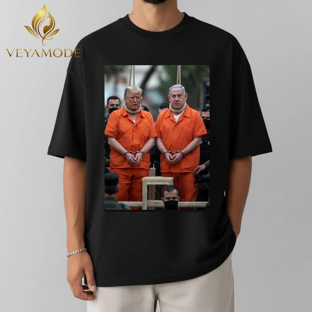 Hang criminals Trump and Netanyahu tee Unisex , , , Long Sleeve Tee