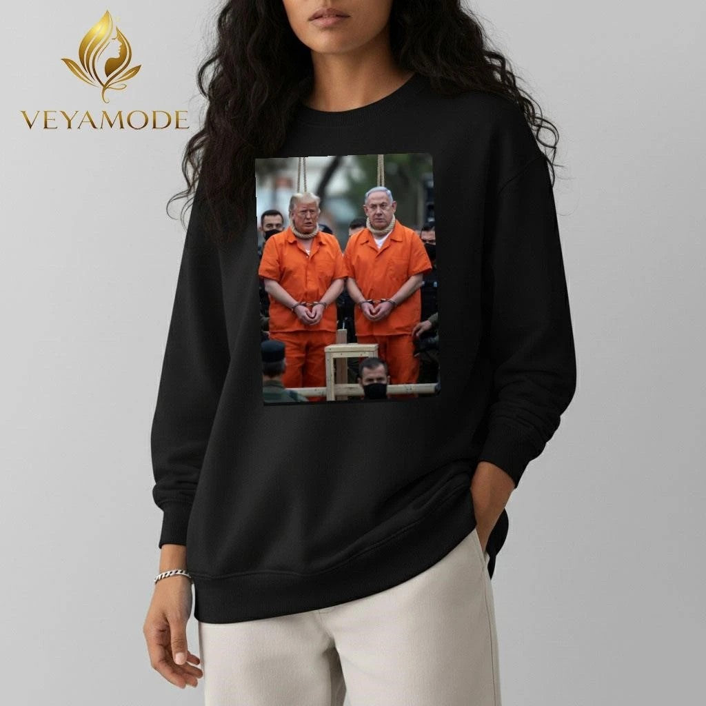 Hang criminals Trump and Netanyahu tee Unisex , , , Long Sleeve Tee