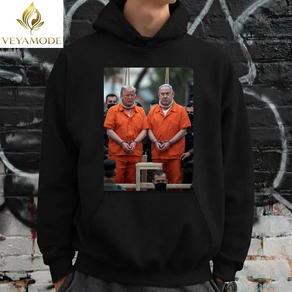 Hang criminals Trump and Netanyahu tee Unisex , , , Long Sleeve Tee