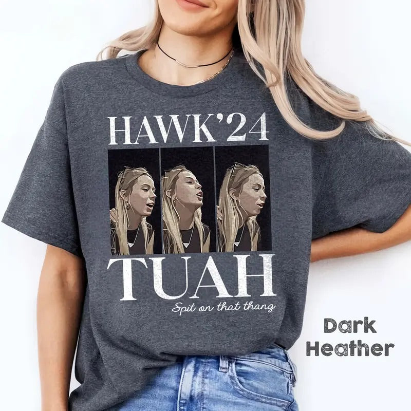 Hawk Tuah Spit That Thang 2024 Shirt Hawk Tuah 24 Funny Viral T-Shirts