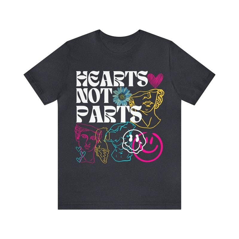Hearts Not Parts Pansexual Shirt Pansexual Pride Subtle Pansexual Shir Discreet Pansexual Queer Shirt LGBTQ Pride March T-Shirts