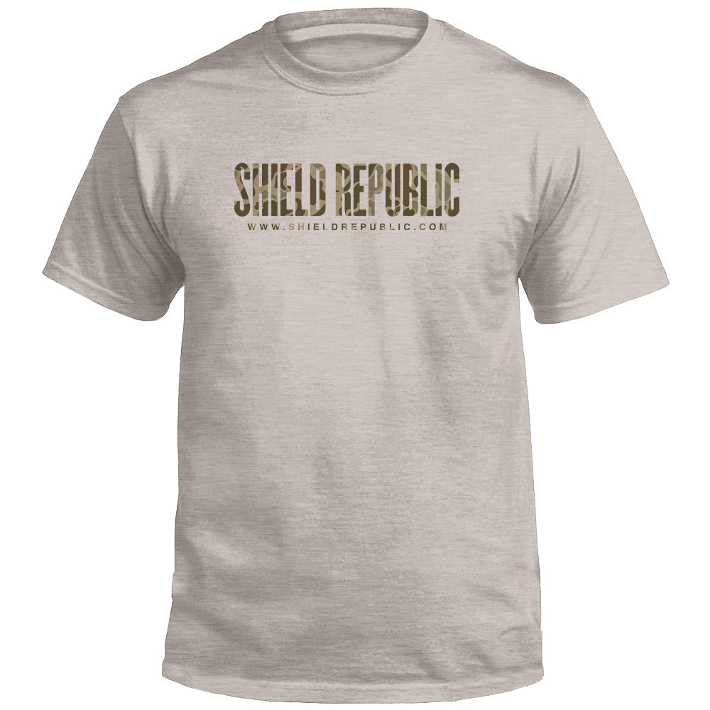 Shield Republic Duck Camo Banner Text (Front) T-Shirts