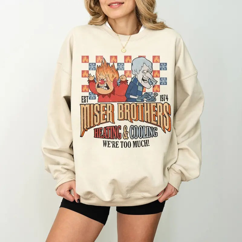 Heating Cooling We Are Too Much Miser Brothers Heating Cooling Shirt Year Without Santa Claus Family Xmas T-Shirts