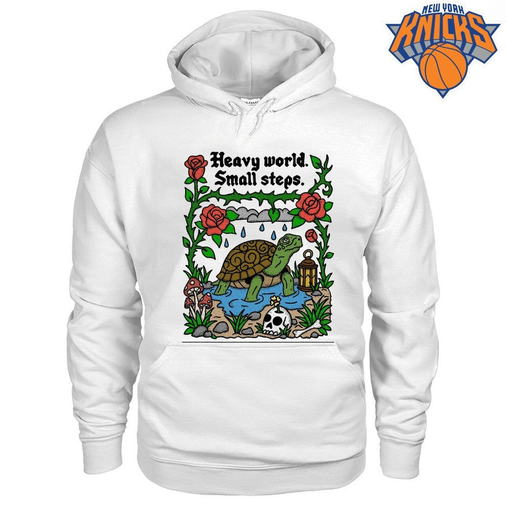 Heavy World Small Steps Turtle Skull Rose Traditional Tattoo Graphic Shirt