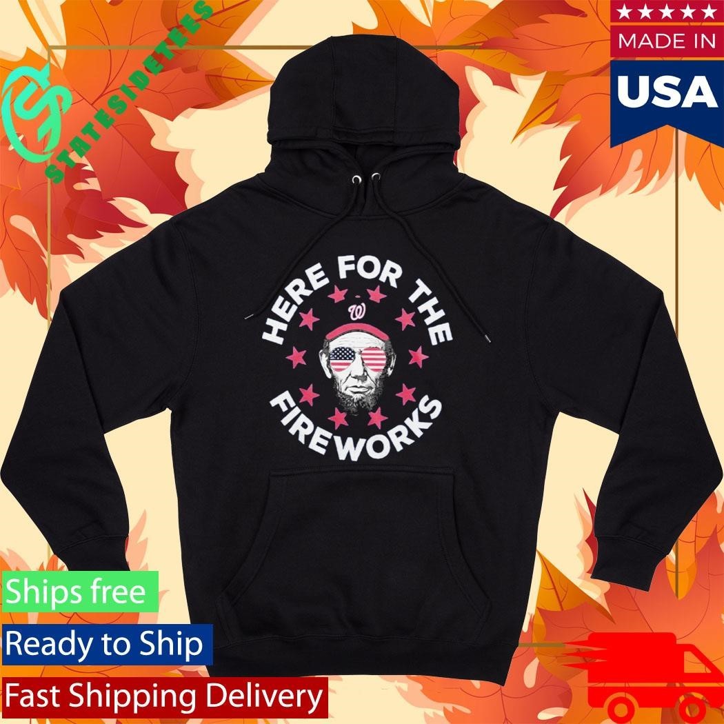 Here For The Fireworks 2026 Giveaway Nationals Patriotic Shirt Unisex , , , Long Sleeve Tee