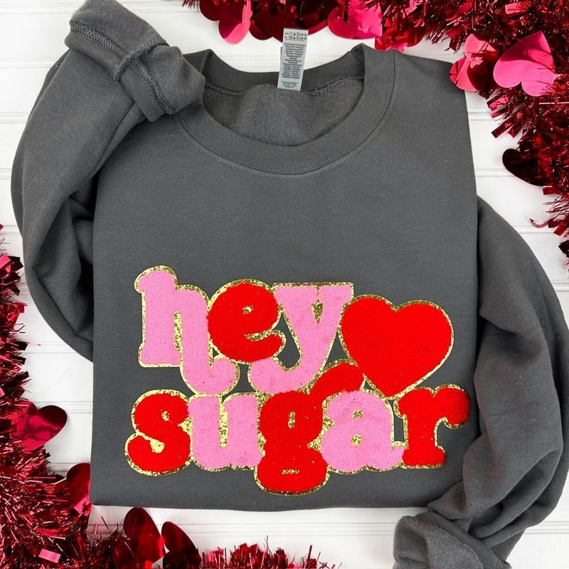 Hey Sugar Chenille Patch CHARCOAL T-Shirts