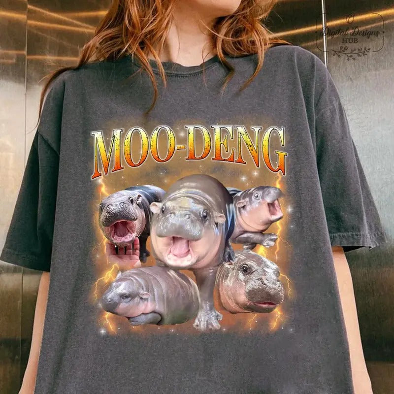 Hippo Moo Deng Shirt Moo Deng Bouncy Pig Cute Thai Hippo Shirt Love Moo Deng Shirt T-Shirts