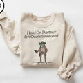 Hold Partner I'M Overstimulated Funny Cowb0y Fr0g Meme Cute Animal Cotton Menswear T-Shirts