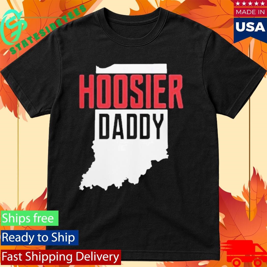 Hoosier Daddy Indiana State Map Shirt Unisex , , , Long Sleeve Tee