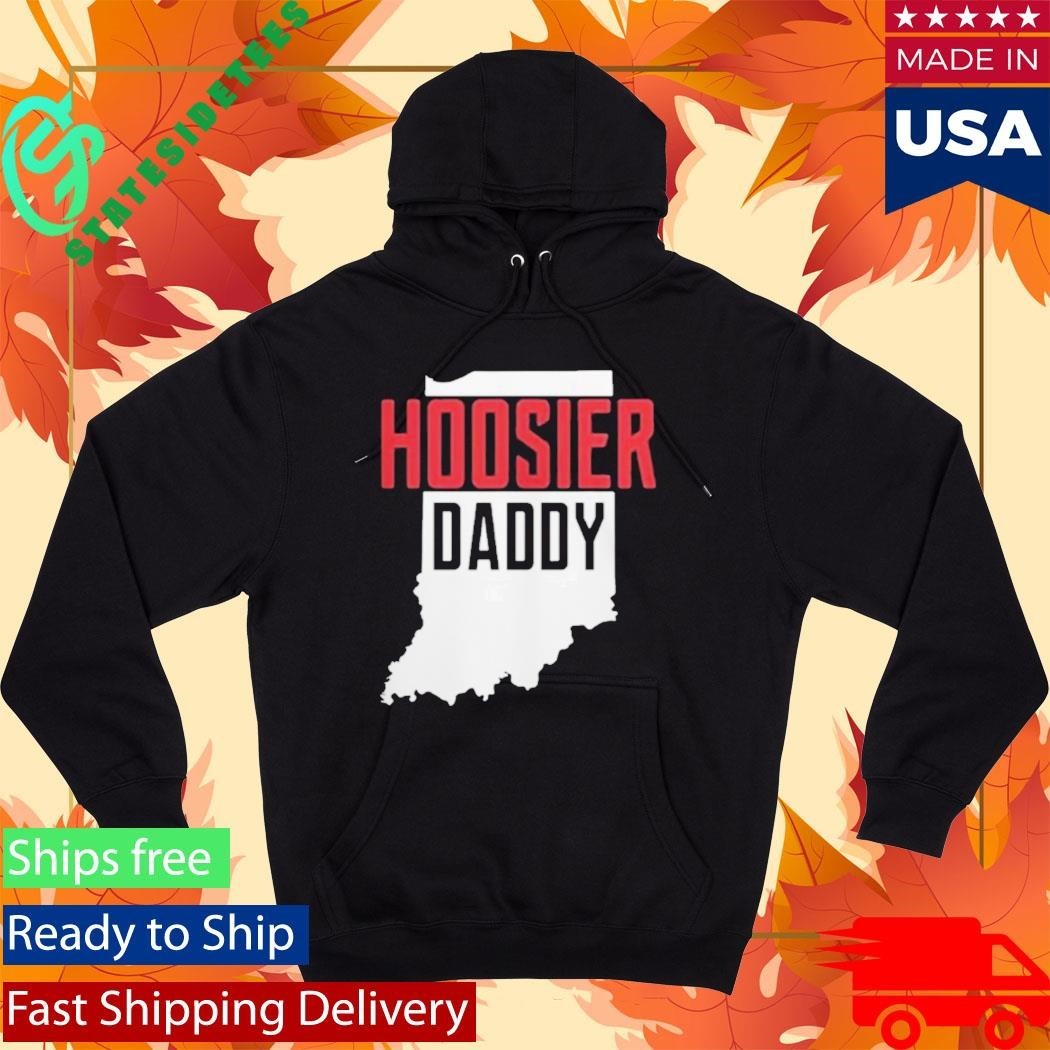 Hoosier Daddy Indiana State Map Shirt Unisex , , , Long Sleeve Tee