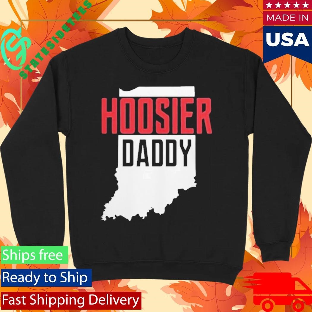Hoosier Daddy Indiana State Map Shirt Unisex , , , Long Sleeve Tee