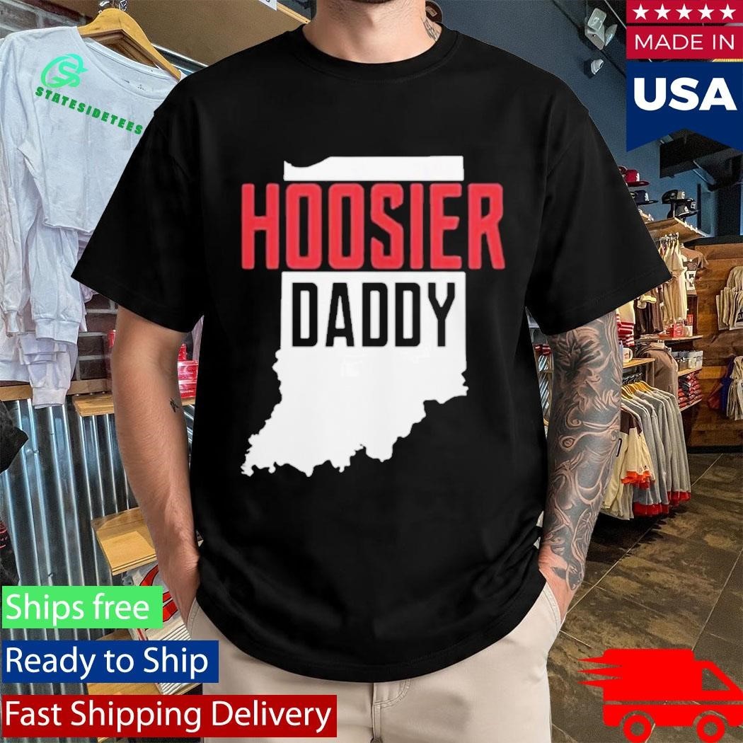 Hoosier Daddy Indiana State Map Shirt Unisex , , , Long Sleeve Tee