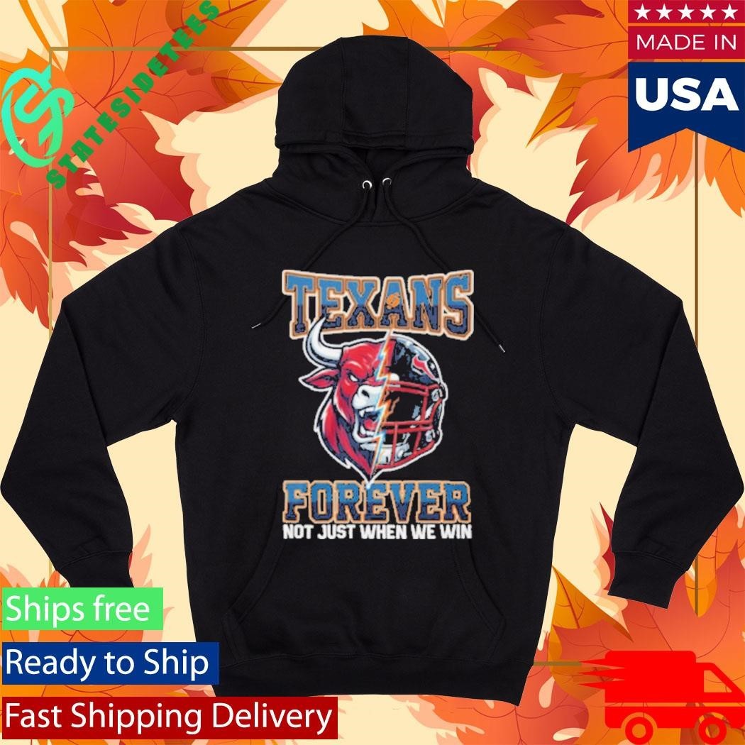 Houston Texans Forever Not Just When We Win Bull Mascot Split Helmet Shirt Unisex , , , Long Sleeve Tee