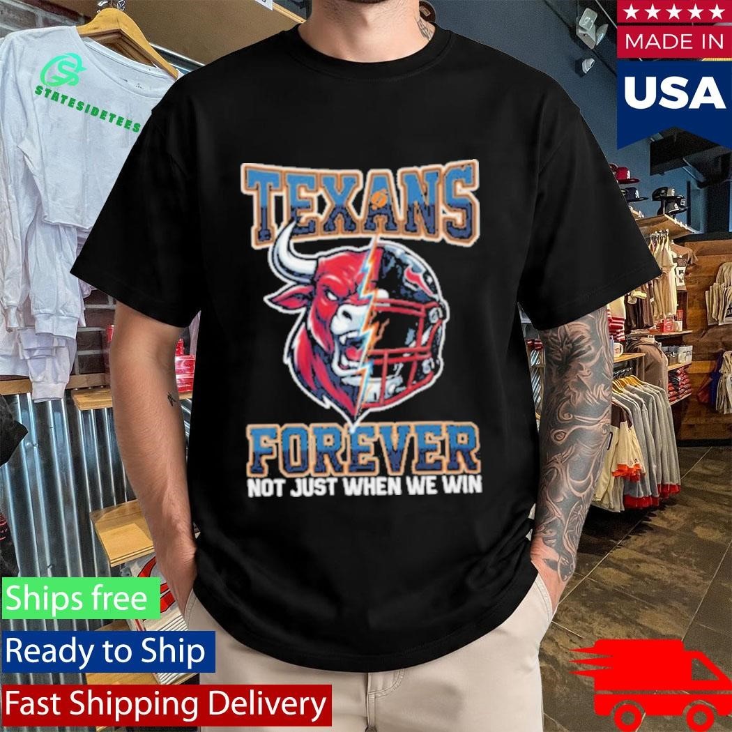 Houston Texans Forever Not Just When We Win Bull Mascot Split Helmet Shirt Unisex , , , Long Sleeve Tee