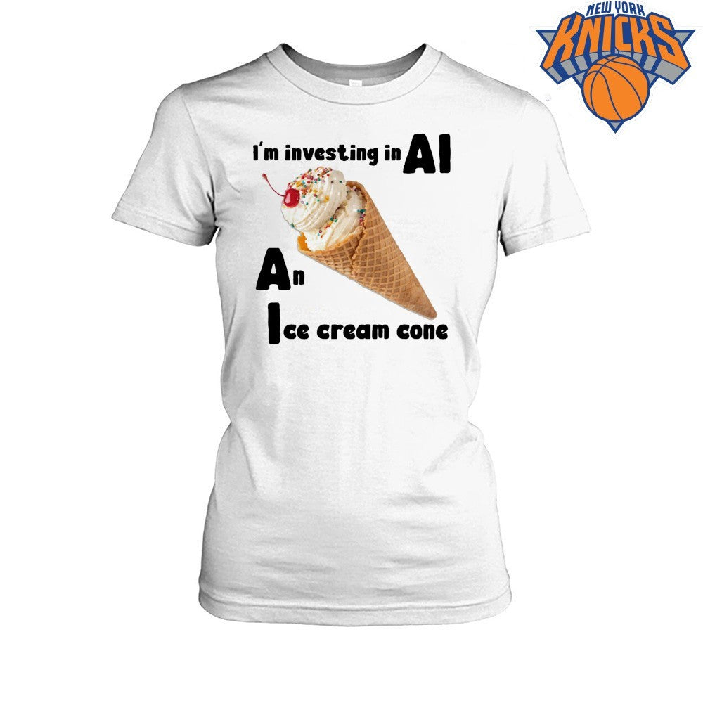 I Am Investing In AI An Ice Cream Cone Funny Tech Pun Graphic Shirt