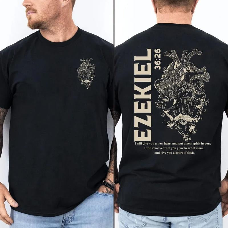 I Will Give You New Heart Put New Spirit Christian Pure Cotton Casual Crew Neck Short Sleeve Tops T-Shirts