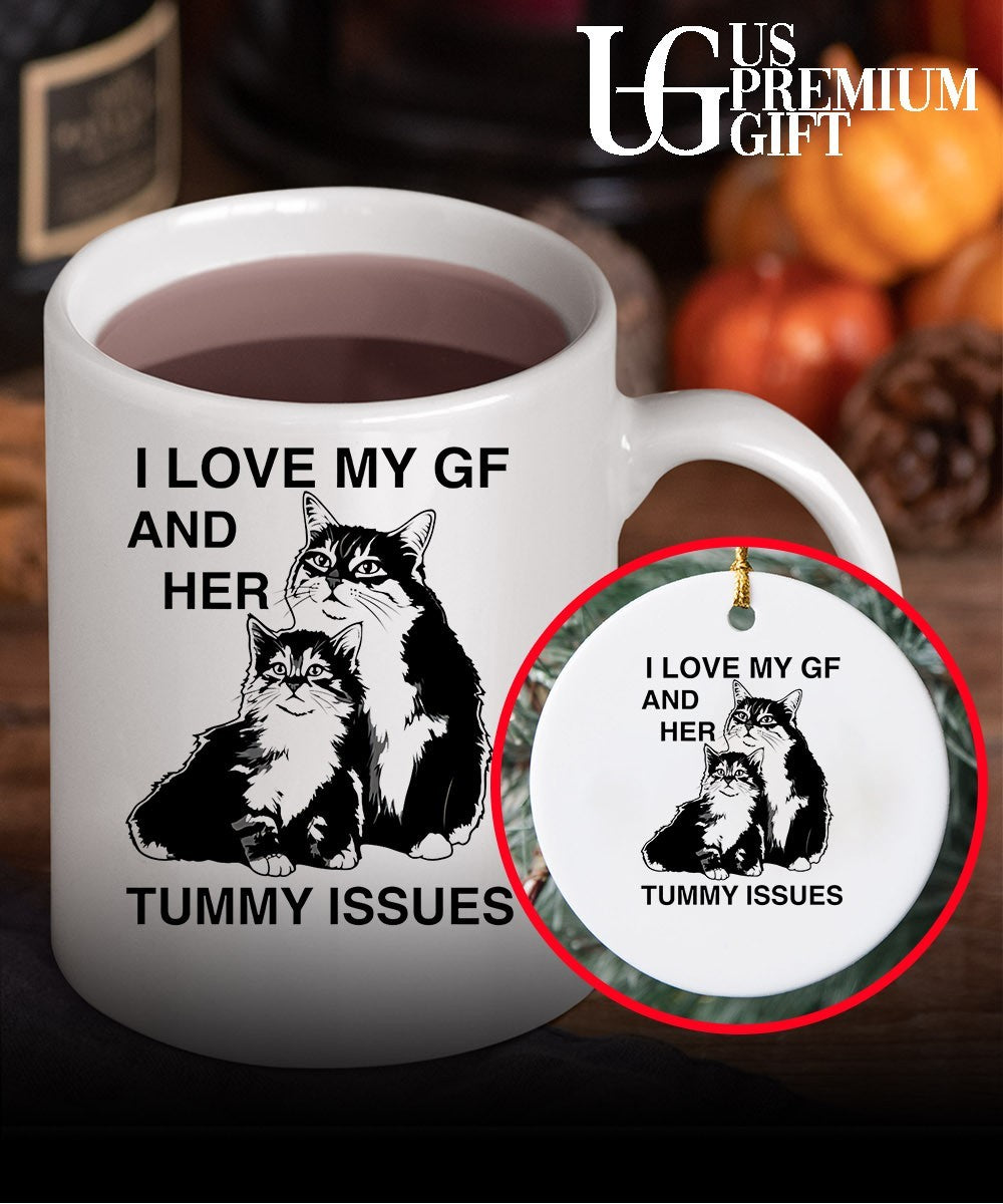 I love my gf and her tummy issues cat portrait kitten shirt