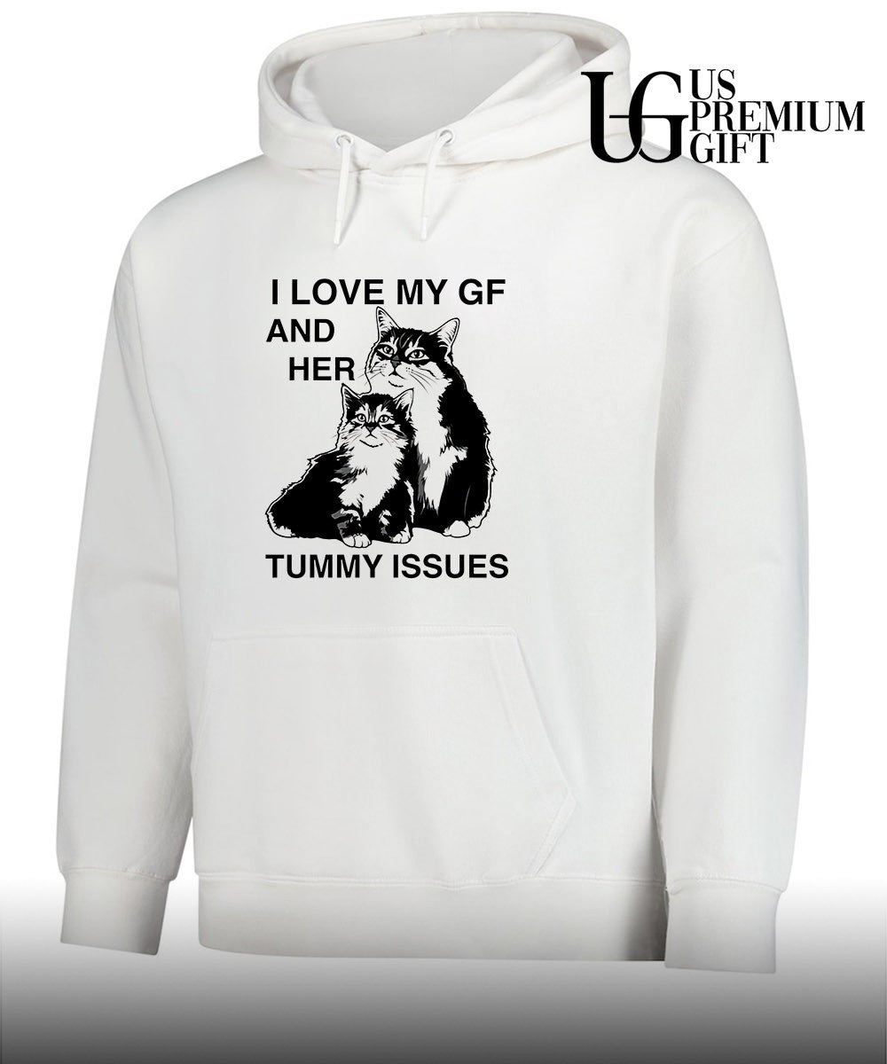 I love my gf and her tummy issues cat portrait kitten shirt