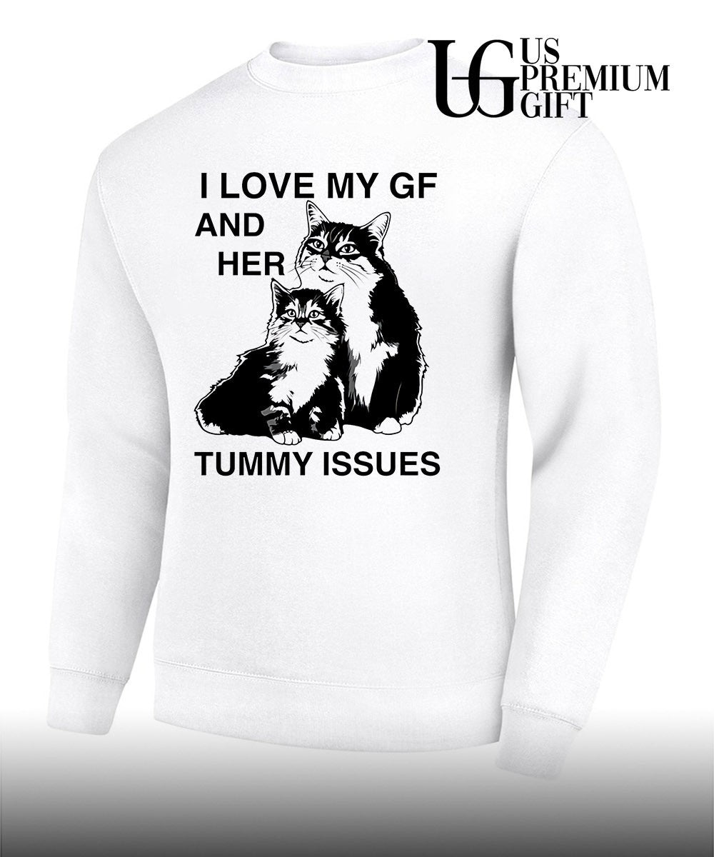 I love my gf and her tummy issues cat portrait kitten shirt