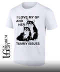 I love my gf and her tummy issues cat portrait kitten shirt