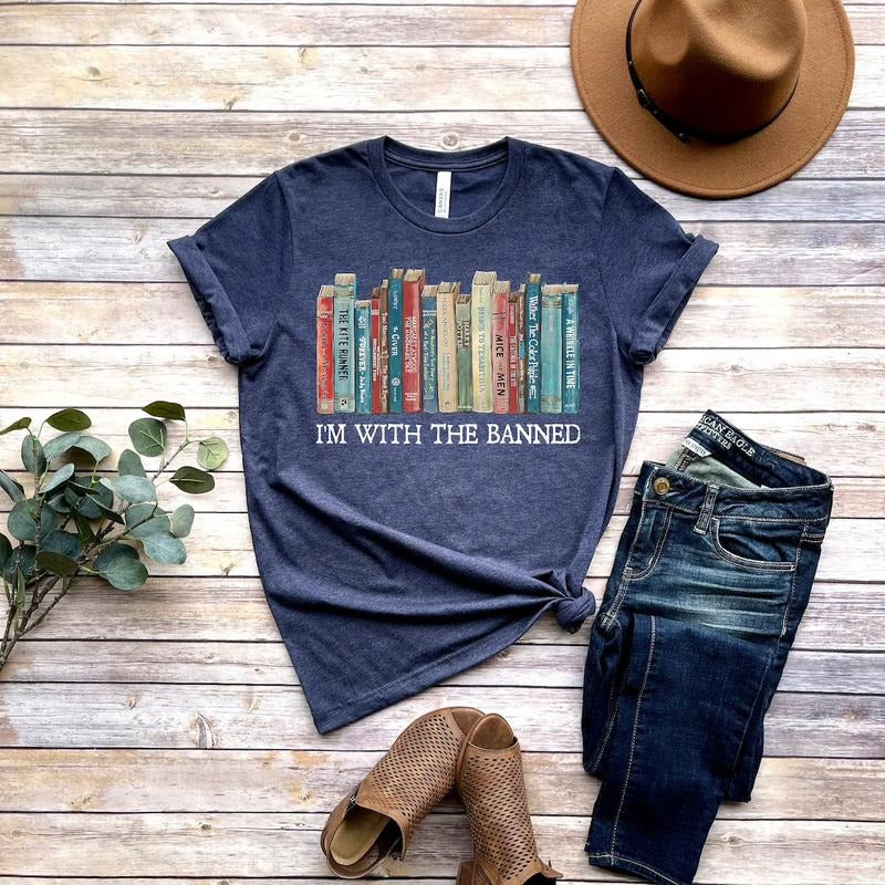 I'M Banned Banned Books Shirt Banned Books Super Soft Reading Shirt. Librarian Shirt Menswear Top Underwear Streetwear T-Shirts