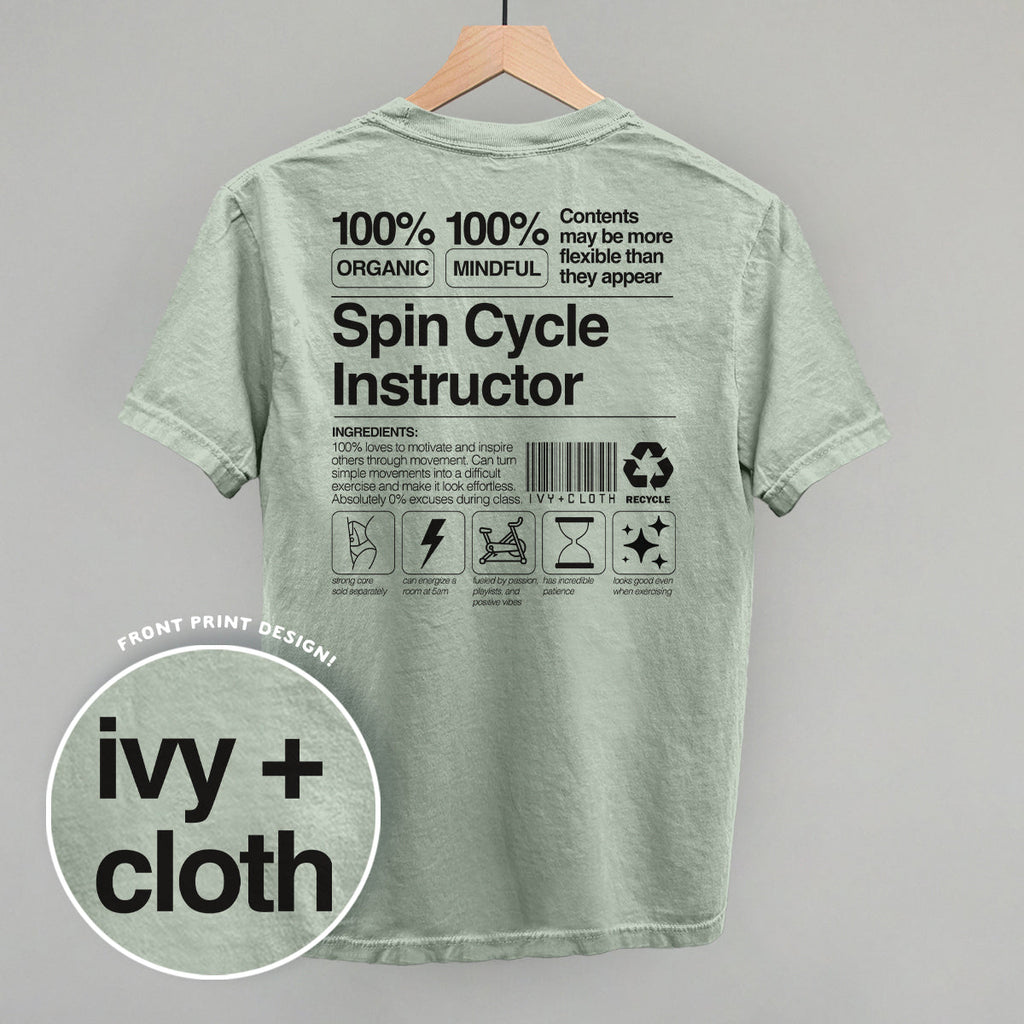 Spin Cycle Instructor Nutrition Facts (Back Print) T-Shirts