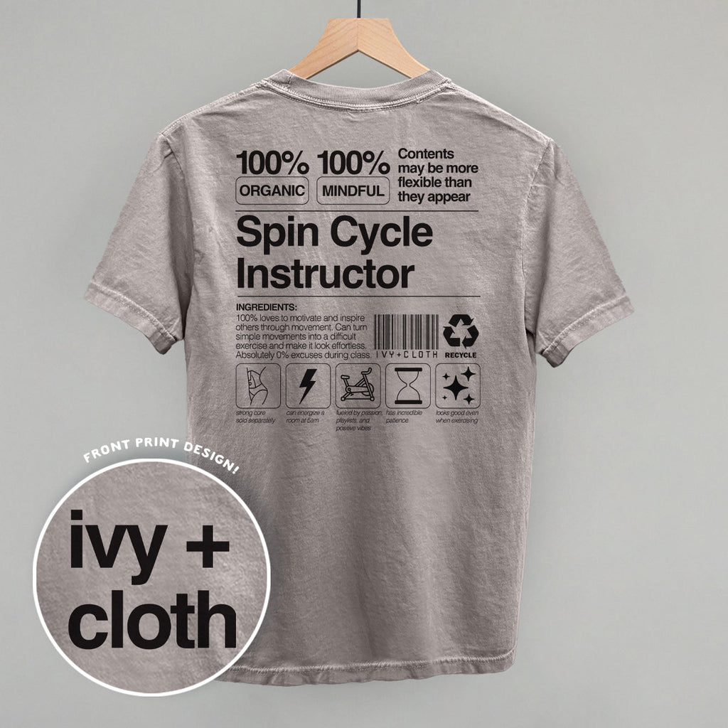 Spin Cycle Instructor Nutrition Facts (Back Print) T-Shirts