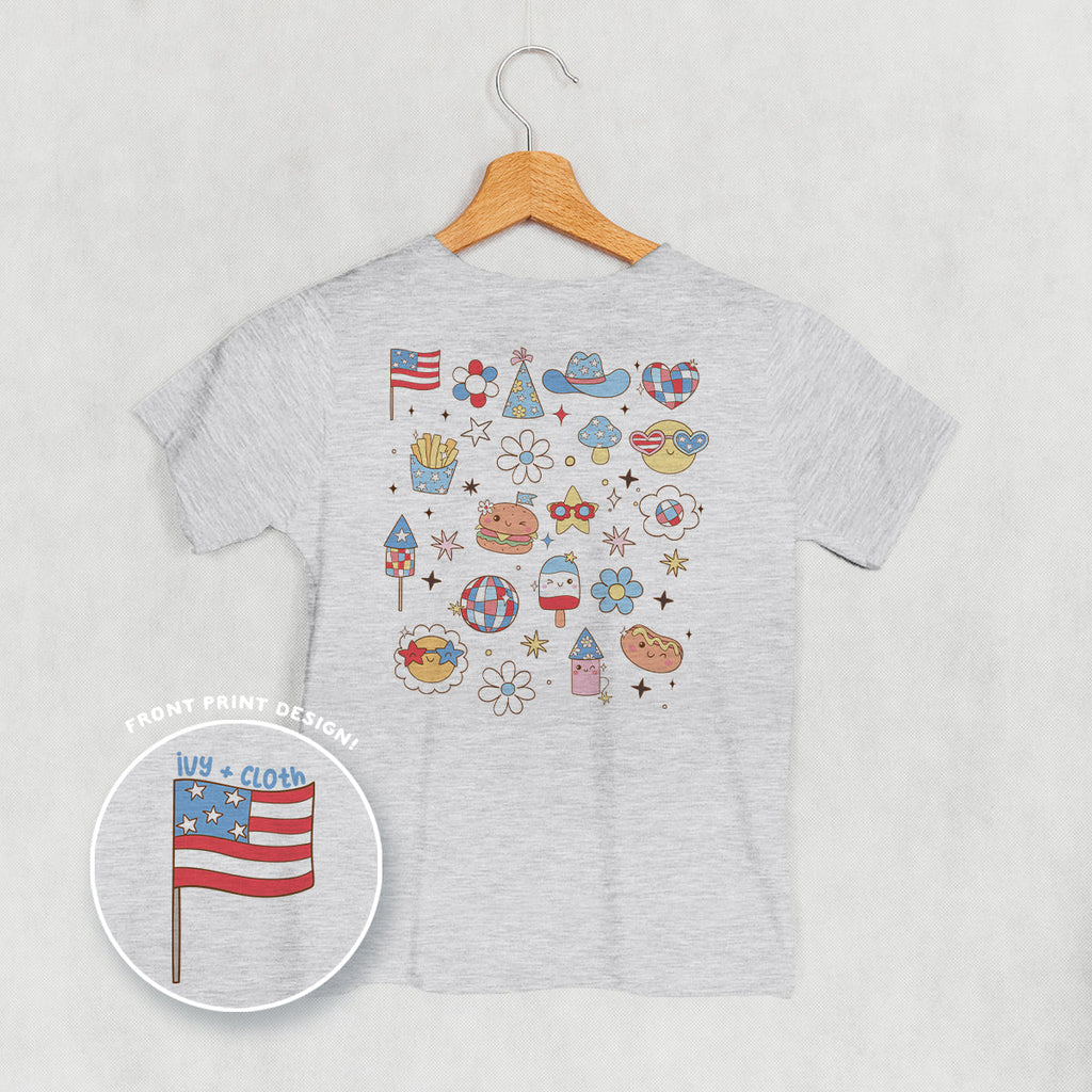 Patriotic Retro Doodles ( Back Print) T-Shirts