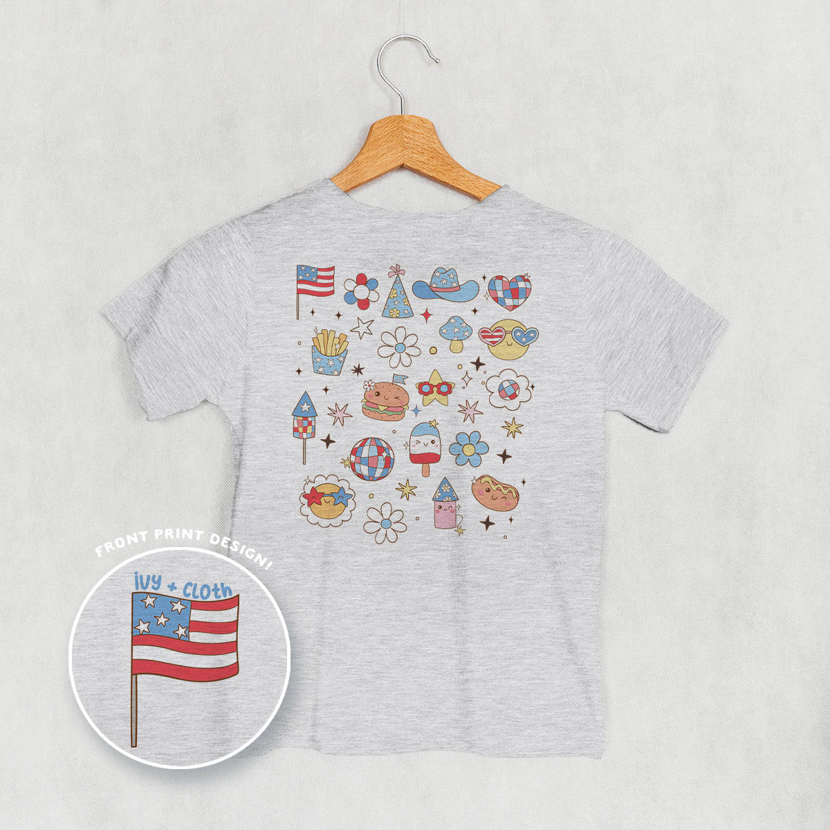 Patriotic Retro Doodles ( Back Print) T-Shirts