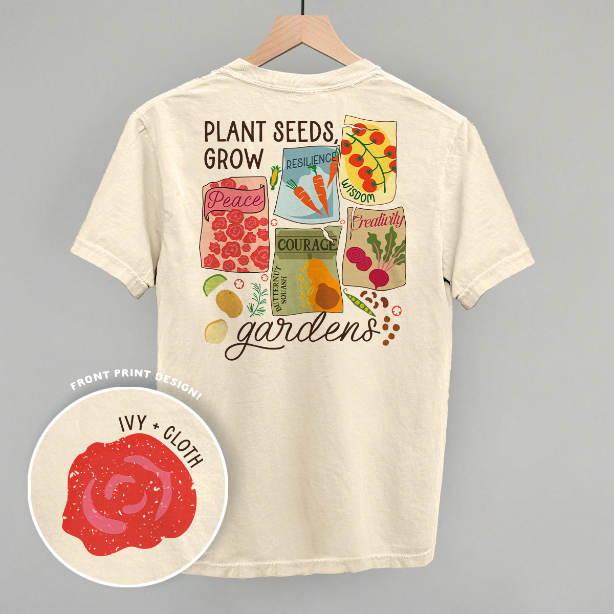 Plants Seeds Grow Gardens (Back Print) T-Shirts