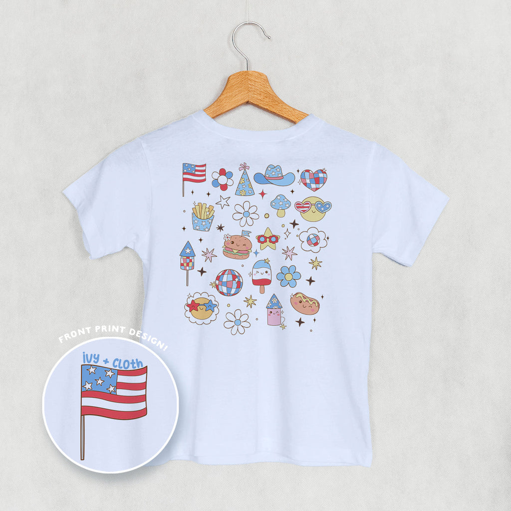 Patriotic Retro Doodles ( Back Print) T-Shirts