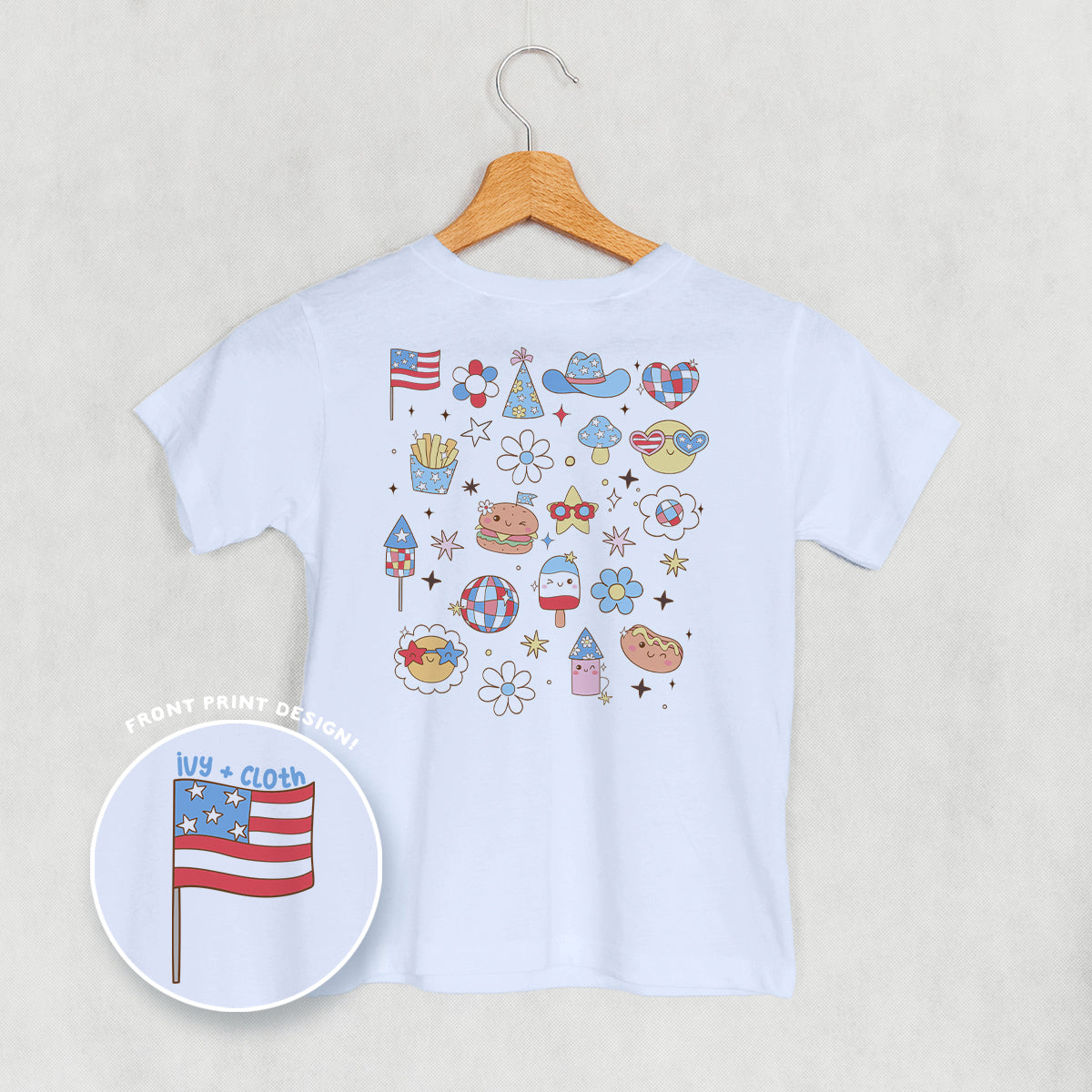 Patriotic Retro Doodles ( Back Print) T-Shirts
