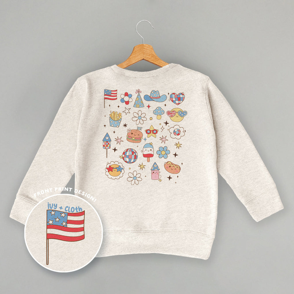 Patriotic Retro Doodles ( Back Print) T-Shirts