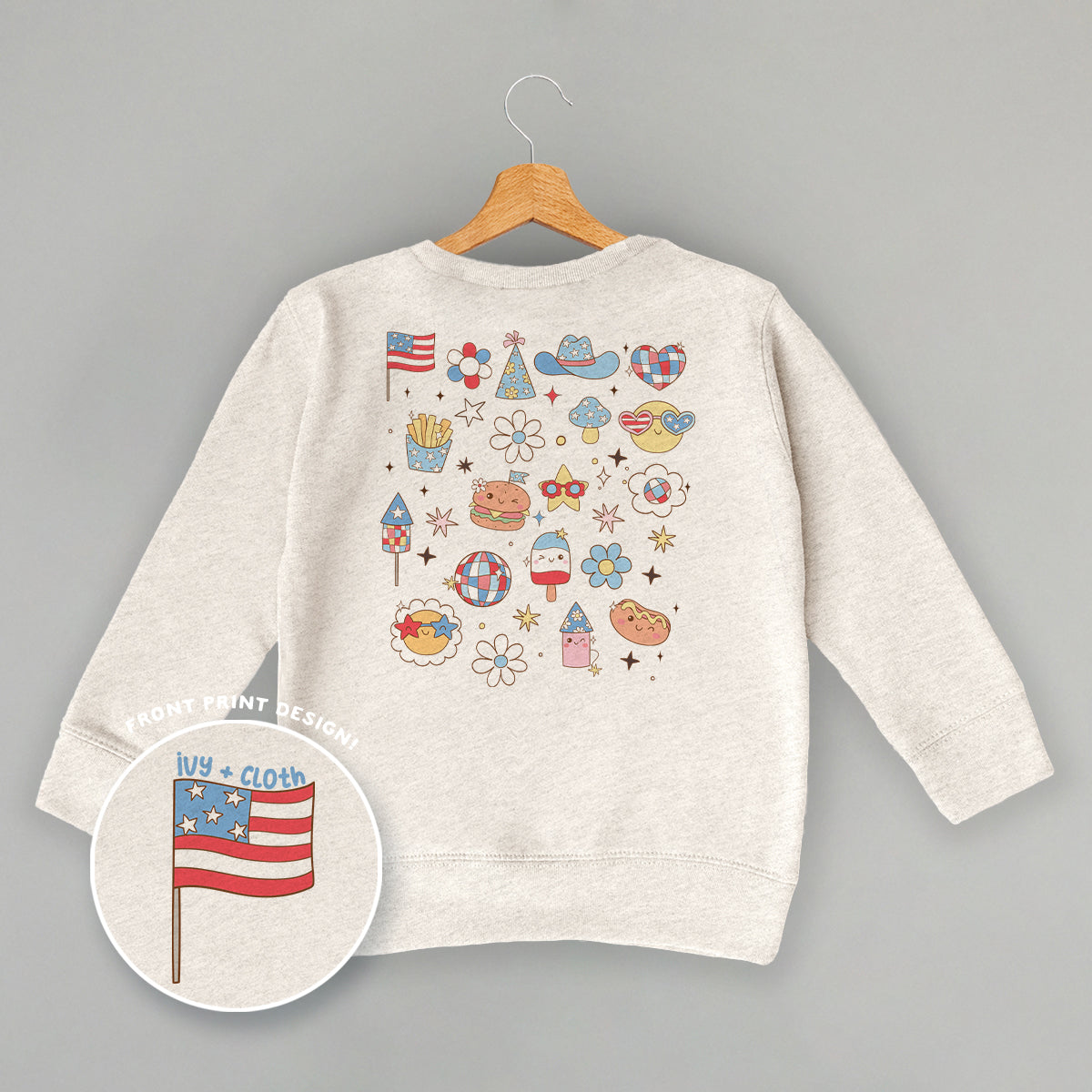 Patriotic Retro Doodles ( Back Print) T-Shirts
