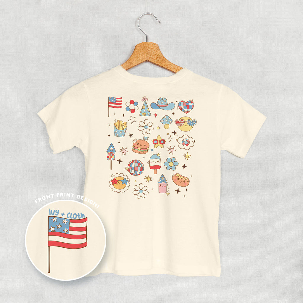 Patriotic Retro Doodles ( Back Print) T-Shirts