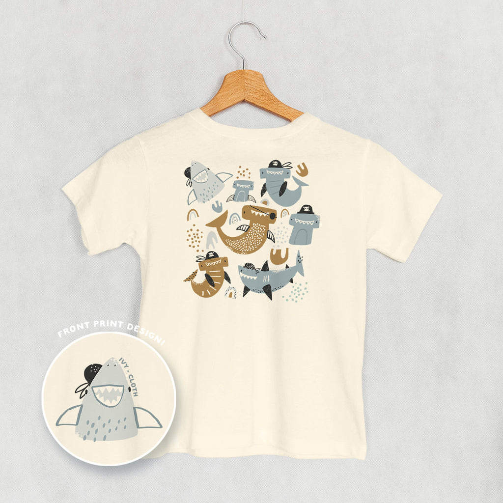 Pirate Shark Doodles ( Back Print) T-Shirts