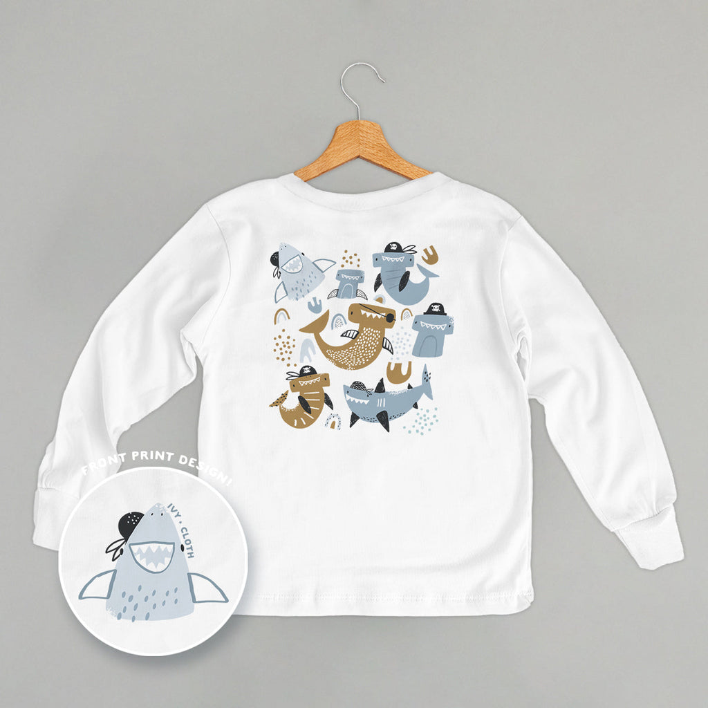 Pirate Shark Doodles ( Back Print) T-Shirts