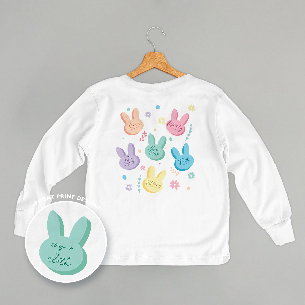 Pastel Bunny Bible Verses ( Back Print) T-Shirts