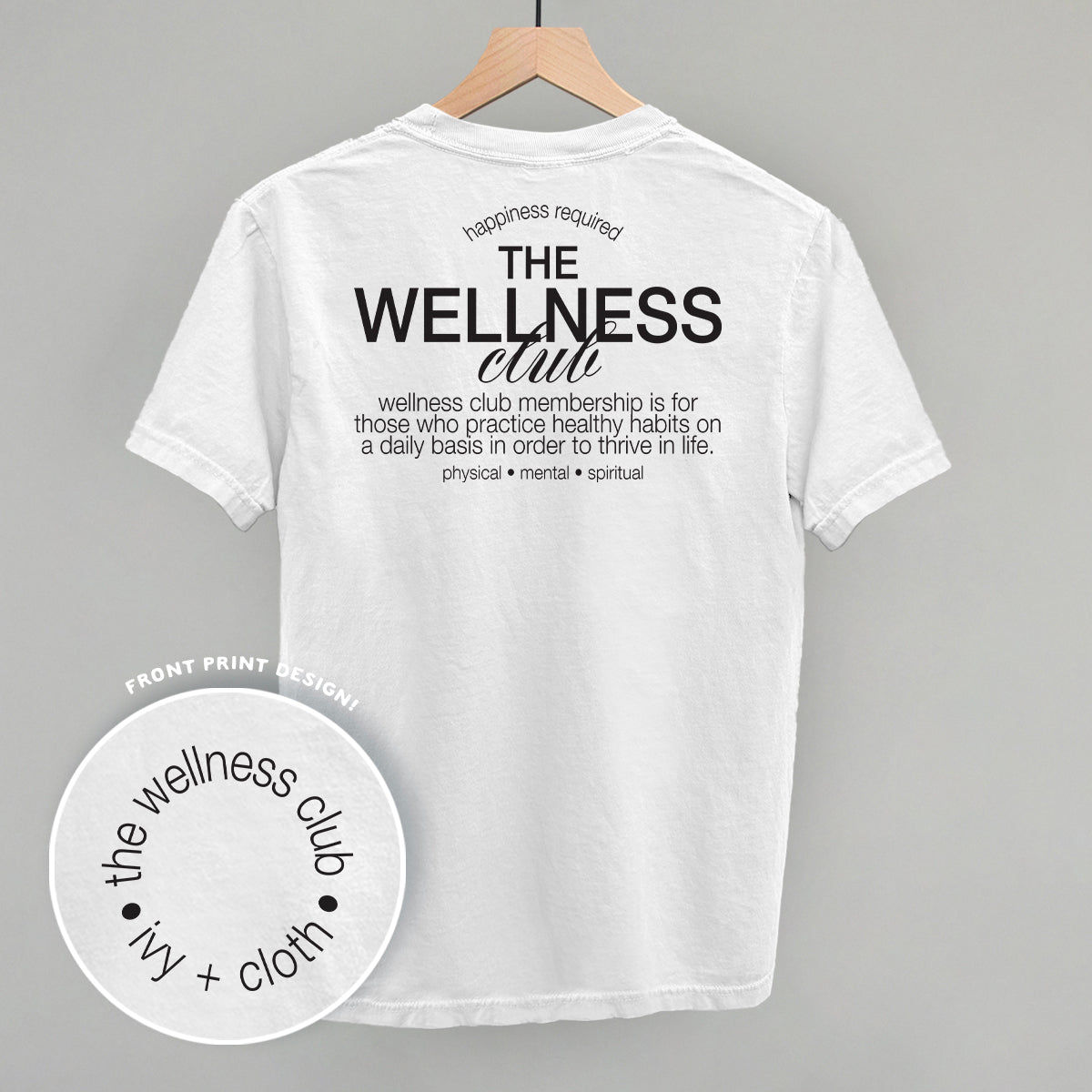 Wellness Club Black (Back Print) T-Shirts