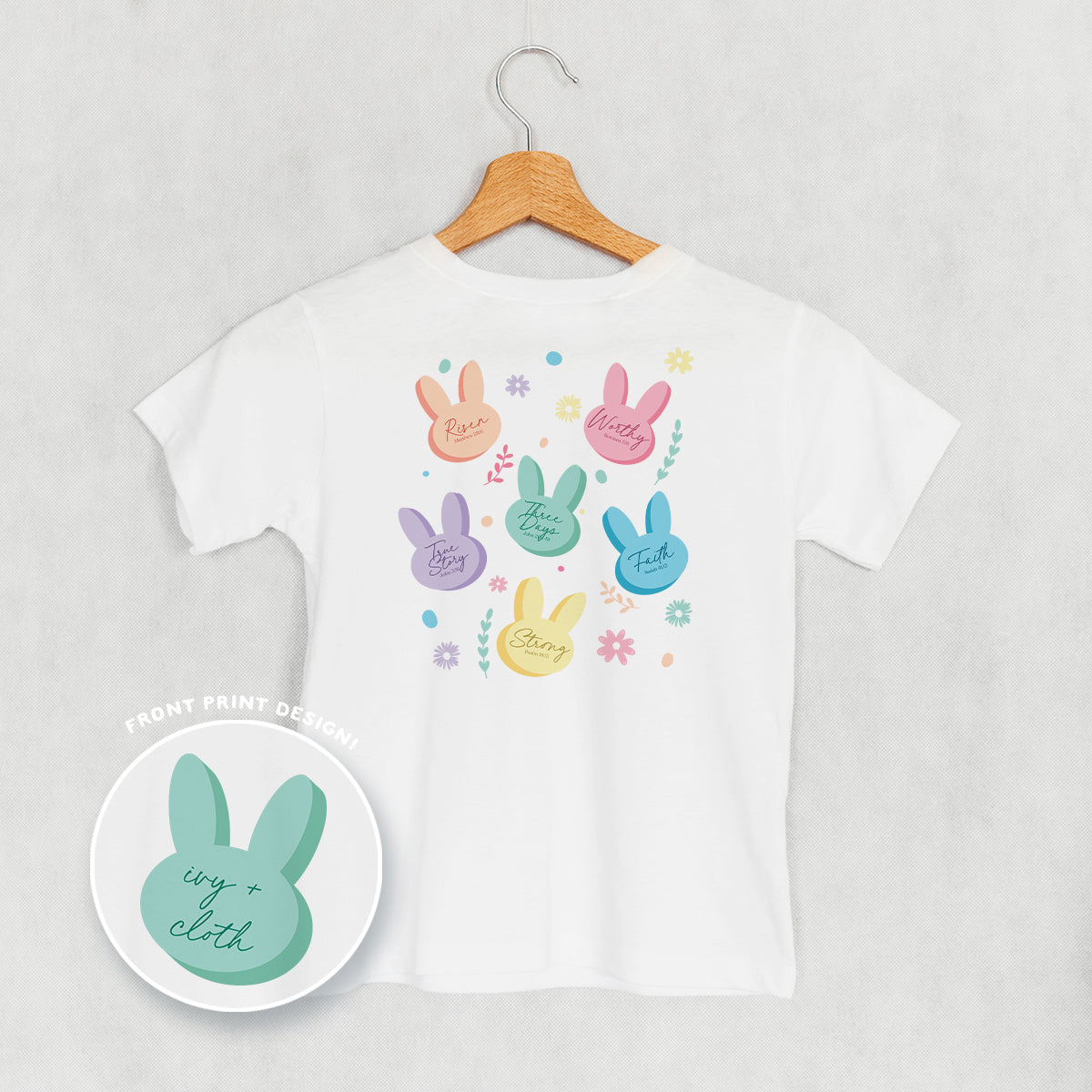 Pastel Bunny Bible Verses ( Back Print) T-Shirts