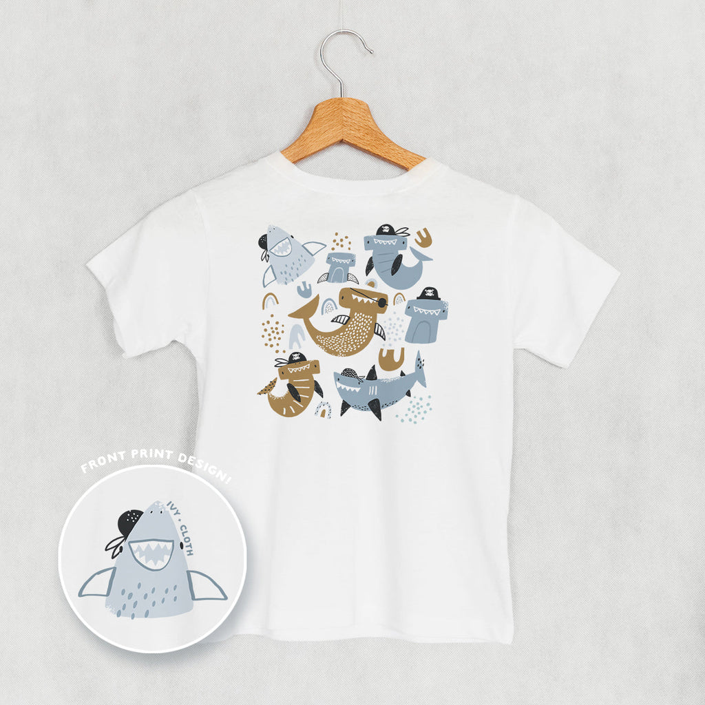 Pirate Shark Doodles ( Back Print) T-Shirts