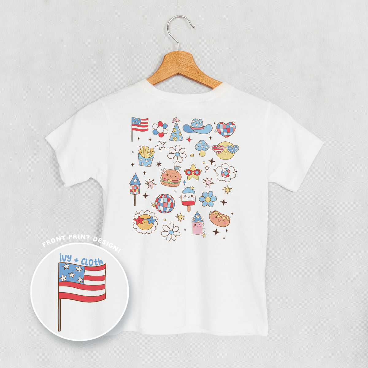 Patriotic Retro Doodles ( Back Print) T-Shirts