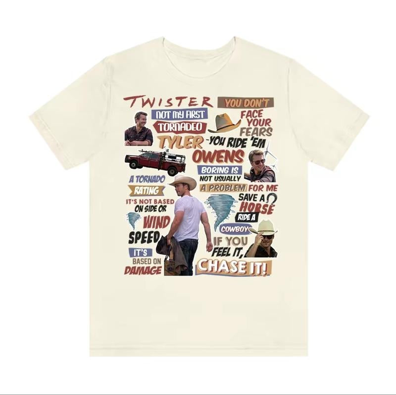If You Feel Chase Tyler Owens Twisters Glen Powell Movie Lightweight Cotton Womenswear T-Shirts